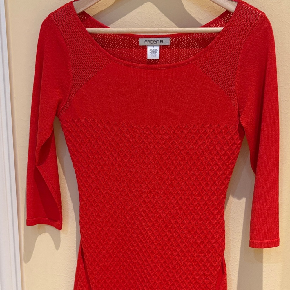 Arden B Vibrant Red Textured Bodysuit